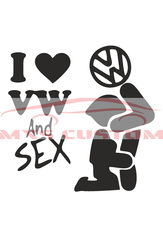 Sticker I love Volkswagen and sex